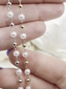Image of Faux Pearl Beaded Rosary Chain, 4mm White Pearls with Gold or Silver Wire and Accents, Plated Brass Wire, Sold by the foot, Fast Ship