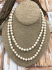 Image of WHITE HOWLITE Hand Knotted Necklace, 36" HOWLITE, 8mm Round with Cream Thread. Fast ship