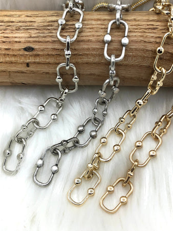 Chunky Statement Chain Mixed Links,Bulky Link chain Gold, Rhodium, Burnish Matte Silver, Worn Gold, Rectangle Statement Paperclip Fast Ship