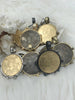 Image of Reproduction French Madagascar Medal Coin Pendant, Coin Bezel, French coin, Art Deco Coin, Gold Coin, 4 bezel colors. Fast Ship