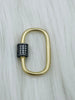 Image of Oval Carabiner lock clasp. Mixed Metals, Brass Carabiner Screw Clasp, Carabiner Screw Pendant, Screw Connector Lock. Matte Gun, Matte Gold