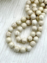 WHITE HOWLITE Hand Knotted Necklace, 36