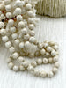 Image of WHITE HOWLITE Hand Knotted Necklace, 36" HOWLITE, 8mm Round with Cream Thread. Fast ship