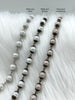 Image of Vintage Porcelain Glass Pearl Freshwater Replica Beaded Chain,9mm Rosary Chain,White or Rose Dust.High Luster.Sold by the Foot Fast Shipping