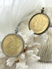 Image of Reproduction Coin Pendant 39mm, Gold Plated. Liberty Coin, Vintage Coin, 4 bezel colors. Fast Shipping