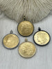 Image of Reproduction Coin Pendant 39mm, Gold Plated. Liberty Coin, Vintage Coin, 4 bezel colors. Fast Shipping