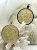 Image of Reproduction Coin Pendant 39mm, Gold Plated. Liberty Coin, Vintage Coin, 4 bezel colors. Fast Shipping