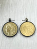 Image of Reproduction Coin Pendant 39mm, Gold Plated. Liberty Coin, Vintage Coin, 4 bezel colors. Fast Shipping