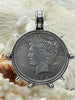 Image of Reproduction Coin Pendant, Liberty Peace Dollar Coin Pendant, Coin Bezel, Vintage Coin Pendant, Silver Coin, 3 bezel colors. Fast Ship