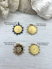 French Horticole De Dison, Le Monde and Horse Pendant, Horse Coin, French Pendant, French Coin, Gold Coin, French Coin, Fast Ship