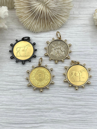 Le Monde and Horse Pendant, French Horticole De Dison, Horse Coin, French Pendant, French Coin, Gold Coin, French Coin, Fast Ship