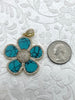 Image of Flower Shaped Pendants Malachite, Enamel, Turquoise Howlite, Mother of Pearl,or Abalone. 38mm, Variety of stones, 5 styles. Fast Ship