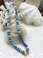 Peruvian Blue Oregon Mixed Opal Hand Knotted Necklace, 16