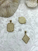 Image of Enamel and Gold Pendants and Connectors with CZ, Enamel and Gold Plated Brass, 3 Styles, Sparkly White Enamel Charms. Fast Ship.