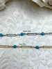Image of Turquoise Howlite Rosary Chain, Gold or Silver wire links, plated brass, 4.5mm round stone beaded chain, sold by the foot, Fast Ship