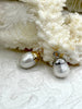 Image of Pearl Charms, Pearl cross charm, Brass Mother of Pearl, gold or silver, round mother of pearl charms, Fast Ship