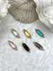 Image of Gold Trimmed Colorful Oval Crystals, Gold trimmed Crystal Connectors, Gold Trimmed Charms. Colorful Crystal Charms 6 Colors, Fast Ship