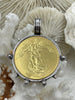 Image of Reproduction French Commemorative Medal Coin Pendant, Coin Bezel, French coin, Art Deco Coin, Gold Coin, 4 bezel colors. Fast Ship