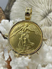 Image of Reproduction French Commemorative Medal Coin Pendant, Coin Bezel, French coin, Art Deco Coin, Gold Coin, 4 bezel colors. Fast Ship