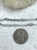 Image of Faux Pearl Rosary Chain, Silver Detail and wire links, plated brass, 3mm round Faux Pearl beaded chain, sold by the foot, Fast Ship