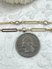 Image of Faux Pearl Rosary Chain, Gold wire links, plated brass, 3mm round faux pearl beaded chain, sold by the foot, Fast Ship