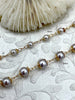 Image of Faux Pearl Beaded Rosary Chain, White Pearls with Gold Caps and Wire, 6mm or 4mm, Gold Plated Brass Wire, Sold by the foot, Fast Ship