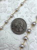 Image of Faux Pearl Beaded Rosary Chain, White Pearls with Gold Caps and Wire, 6mm or 4mm, Gold Plated Brass Wire, Sold by the foot, Fast Ship