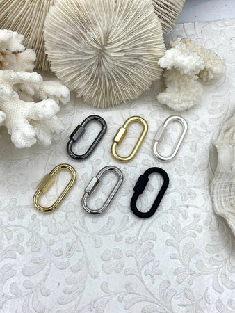 Large Oval Carabiner lock clasp. 2 Finishes, Brass Carabiner Screw Clasp, Carabiner Screw Pendant, Screw Connector Lock. Fast Ship
