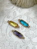 Image of Gold Trimmed Colorful Oval Crystals, Gold trimmed Crystal Connectors, Gold Trimmed Charms. Colorful Crystal Charms 6 Colors, Fast Ship