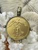 Image of Reproduction French Commemorative Medal Coin Pendant, Coin Bezel, French coin, Art Deco Coin, Gold Coin, 4 bezel colors. Fast Ship