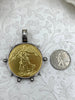 Image of Reproduction French Commemorative Medal Coin Pendant, Coin Bezel, French coin, Art Deco Coin, Gold Coin, 4 bezel colors. Fast Ship