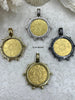 Image of Reproduction French Commemorative Medal Coin Pendant, Coin Bezel, French coin, Art Deco Coin, Gold Coin, 4 bezel colors. Fast Ship