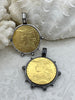 Image of Reproduction French Madagascar Medal Coin Pendant, Coin Bezel, French coin, Art Deco Coin, Gold Coin, 4 bezel colors. Fast Ship