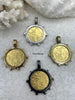 Image of Reproduction French Madagascar Medal Coin Pendant, Coin Bezel, French coin, Art Deco Coin, Gold Coin, 4 bezel colors. Fast Ship