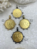 Image of Reproduction French Madagascar Medal Coin Pendant, Coin Bezel, French coin, Art Deco Coin, Gold Coin, 4 bezel colors. Fast Ship