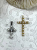 Image of Brass Cross Charms with Pearls and CZ, Religious Cross, Brass Cross Charm, CZ Cross Pendant, Small Silver or Large Gold, Fast Ship