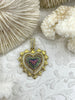 Image of Micro Pave CZ Heart Charm, Colorful CZ Micro Pave Heart Pendant/Charm, Pave Heart Shape, Gold Plated Brass, Colorful CZ, Fast Shipping