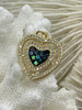 Image of Heart Shaped Enamel and Gold CZ Pendants, Enamel and Gold Plated Brass, Cubic Zirconia, 4 Colors, 19mm Charms. Fast Ship.