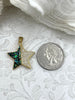 Image of Gold Star Charms with Glitter Enamel and CZ, 4 Colors, Black, Purple, Blue, and Turquoise, Brass Charms, Cubic Zirconia, Glitter, Fast Ship