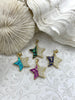 Image of Gold Star Charms with Glitter Enamel and CZ, 4 Colors, Black, Purple, Blue, and Turquoise, Brass Charms, Cubic Zirconia, Glitter, Fast Ship