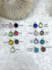 Image of Crystal Silver Trimmed Round Pendants and Charms. 15 Crystal Colors, Small Crystal Charms, 8.5mm Round Crystal Charms, Fast Ship