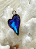 Image of Crystal Pendants and Charms, Heart Shaped Crystals with Gold. 4 Colors, Blue, Pink, Green and Clear, Heart Shaped Pendants, Fast Ship