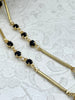 Image of Gold Bar and Black Crystal Chain, Dainty Gold Plated Chain, 18K Gold Plated Brass, Black Crystals and Gold Bars, Sold By the Foot, Fast Ship