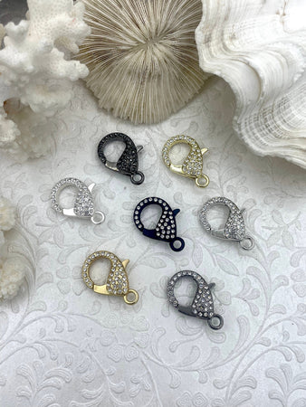 Pave Rhinestone Large Lobster Claw Clasps 8 colors 30mm X 17mm LG Parrot Claw Clasp, Spring Hook Clasp, Fast Shipping