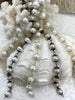 Image of Vintage Porcelain Glass Pearl Freshwater Replica Beaded Chain,9mm Rosary Chain,White or Rose Dust.High Luster.Sold by the Foot Fast Shipping