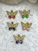 Image of Colorful Enamel and Gold Butterfly Pendants with CZ, Gold Butterfly Charm, 5 Colors, Enamel and Gold Plated Brass Pendants, Fast Ship.