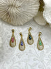 Image of Colorful Enamel and Gold Teardrop Pendants with CZ, Gold Teardrop Charm, 4 Colors, Enamel and Gold Plated Brass Pendants, Fast Ship.