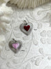 Image of Heart Shaped Enamel and Silver Pendants, Enamel and Plated Brass, 2 Colors, Red and Pink, Silver and Enamel Heart Charms. Fast Ship.