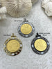 Image of Three Graces Gold Coin Pendant, Reproduction Coin Pendant, Coin Bezel w/CZ - Mother of Pearl, Greek mythology Coin, BBA Original Fast Ship