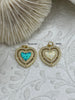 Image of Heart Shaped Glitter Enamel and Gold CZ Pendants, Glitter Enamel and Gold Plated Brass, Cubic Zirconia, 2 Colors, 19mm Charms. Fast Ship.